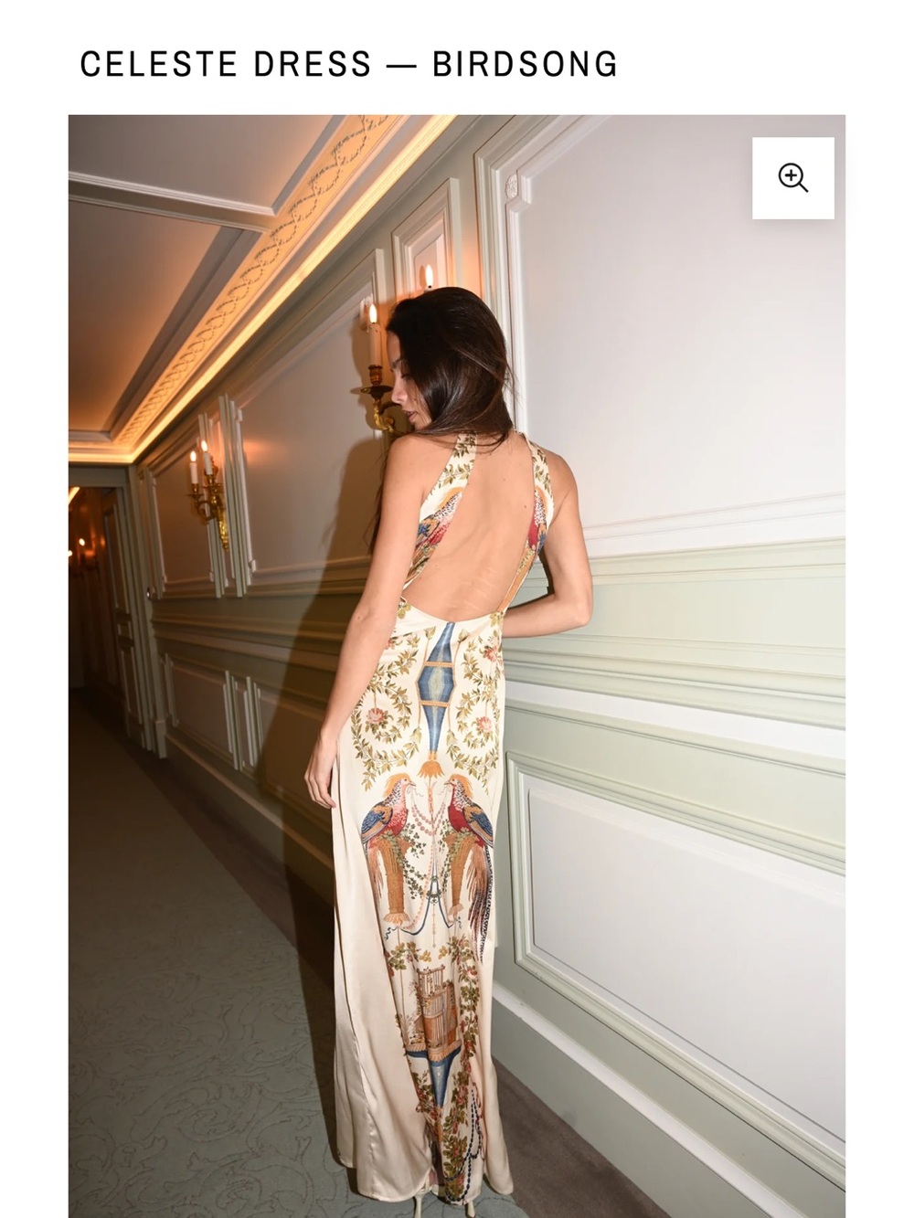 Celeste Halter Maxi Dress in Ivory with Multicolor Birdsong Print - Picture 3 of 6